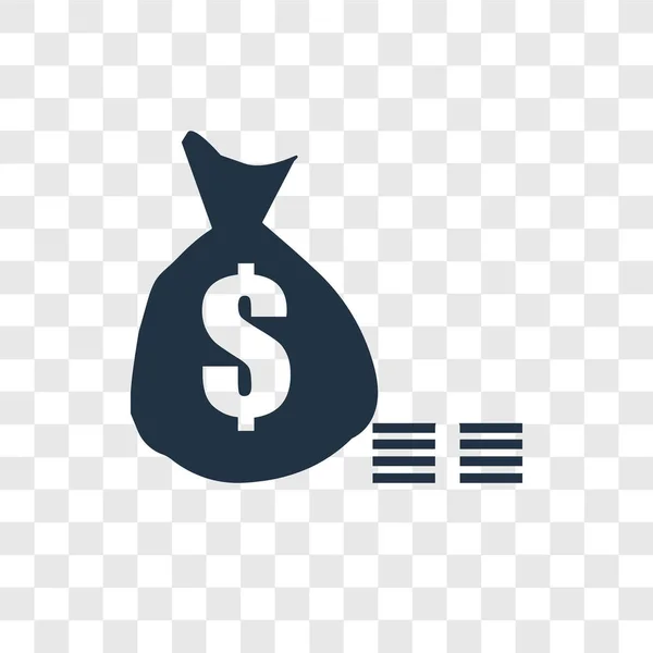 Geld Pictogram Trendy Stijl Geld Pictogram Geïsoleerd Transparante Achtergrond Vector — Stockvector