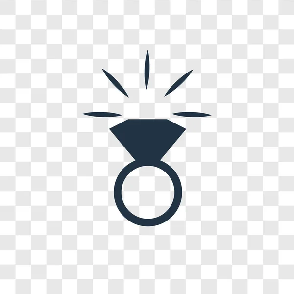 Icono Vector Anillo Diamante Aislado Sobre Fondo Transparente Concepto Logotipo — Archivo Imágenes Vectoriales