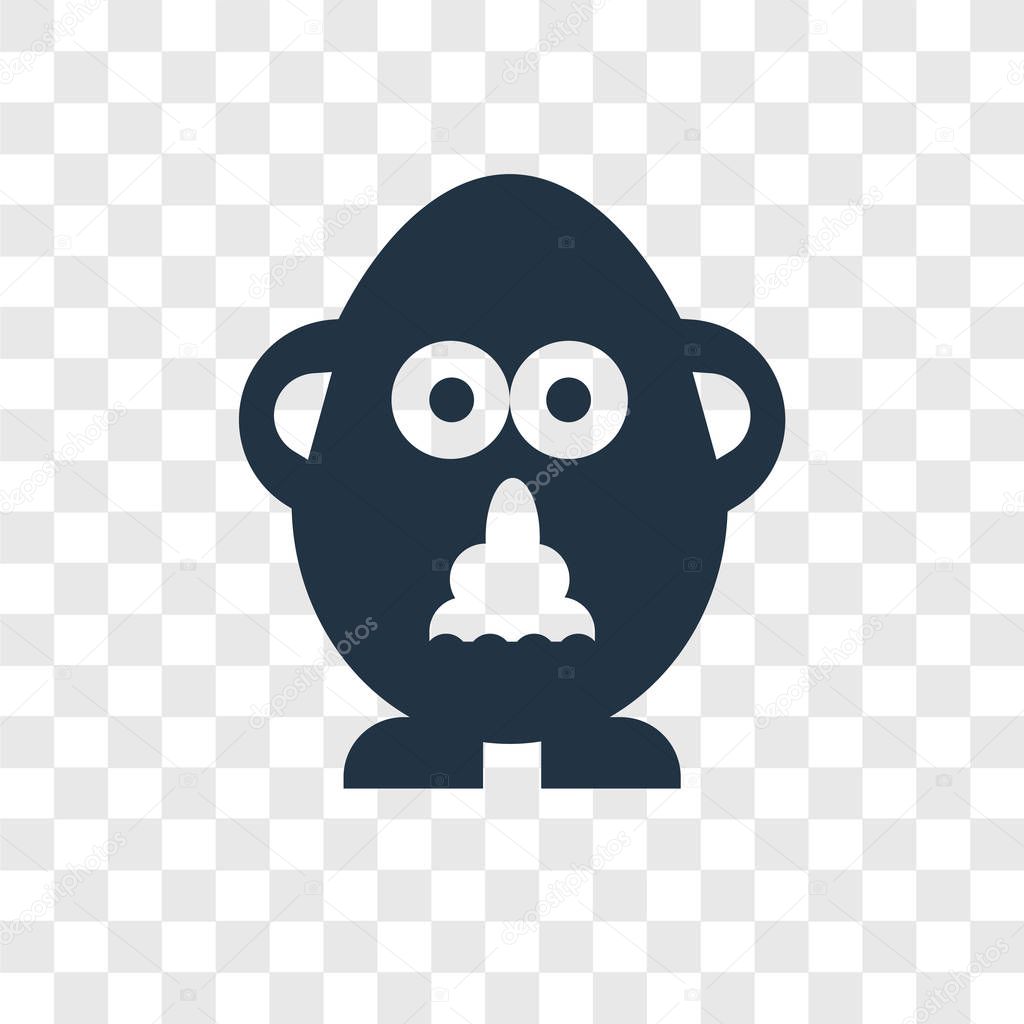 Mr potato toy icon in trendy design style. mr potato toy icon isolated on transparent background. mr potato toy vector icon simple and modern flat symbol for web site, mobile, logo, app, UI. mr potato toy icon vector illustration, EPS10.