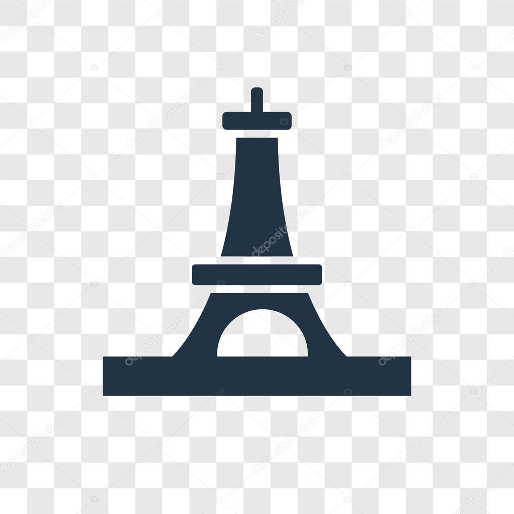eiffel tower icon in trendy design style. eiffel tower icon isolated on transparent background. eiffel tower vector icon simple and modern flat symbol for web site, mobile, logo, app, UI. eiffel tower icon vector illustration, EPS10.