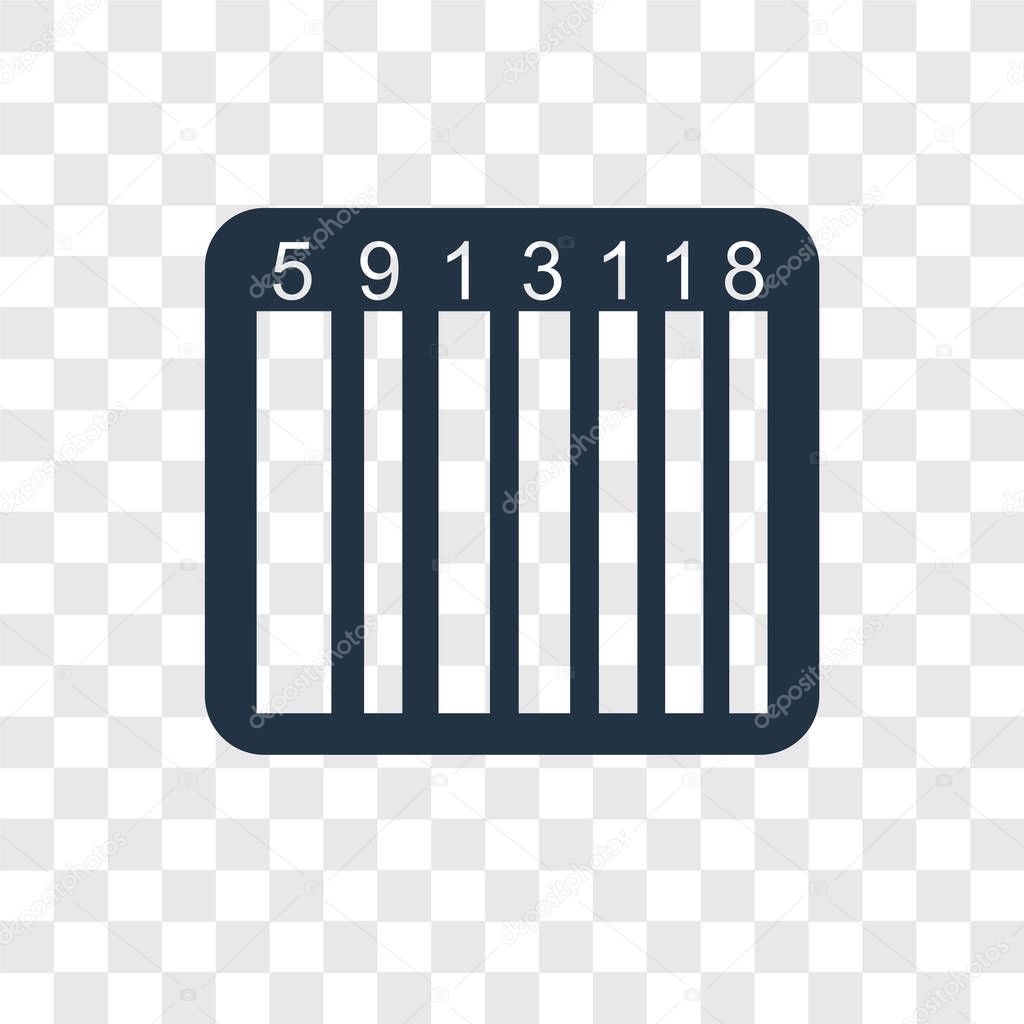 barcode icon in trendy design style. barcode icon isolated on transparent background. barcode vector icon simple and modern flat symbol for web site, mobile, logo, app, UI. barcode icon vector illustration, EPS10.