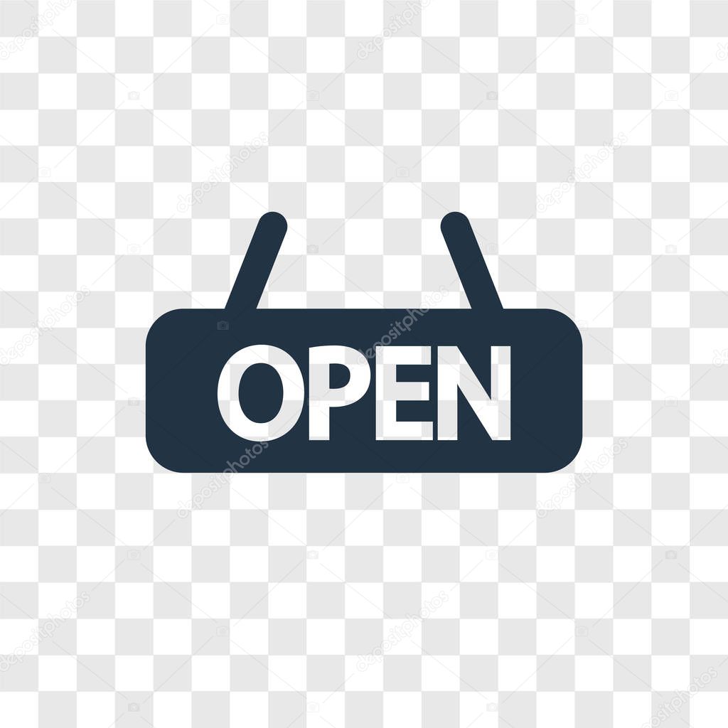 Open icon in trendy design style. open icon isolated on transparent background. open vector icon simple and modern flat symbol for web site, mobile, logo, app, UI. open icon vector illustration, EPS10.