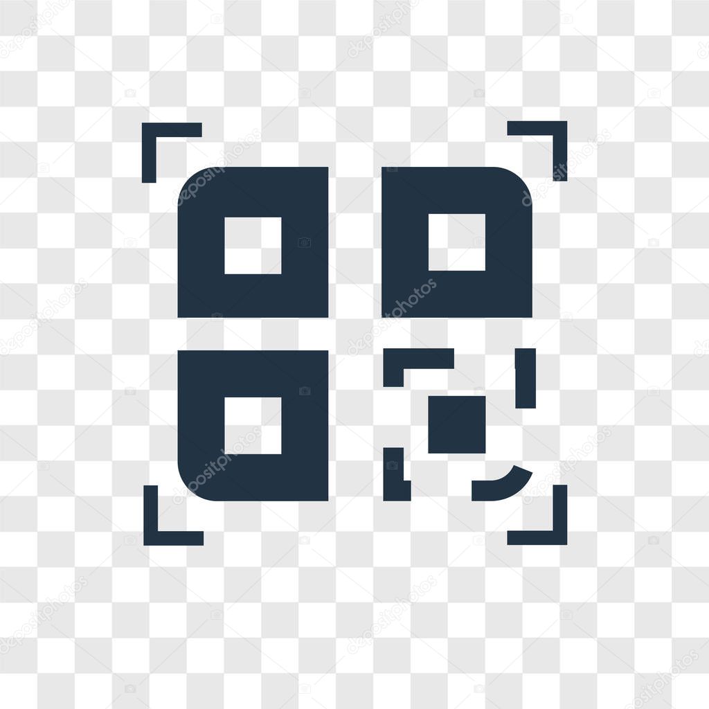 Qr code icon in trendy design style. qr code icon isolated on transparent background. qr code vector icon simple and modern flat symbol for web site, mobile, logo, app, UI. qr code icon vector illustration, EPS10.