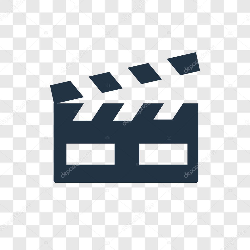 Clapperboard icon in trendy design style. clapperboard icon isolated on transparent background. clapperboard vector icon simple and modern flat symbol for web site, mobile, logo, app, UI. clapperboard icon vector illustration, EPS10.