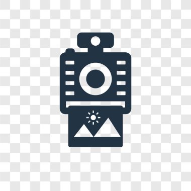 modaya uygun bir tasarım tarzı anlık kamera simgesi. saydam arka plan üzerinde izole anlık kamera simgesi. anlık fotoğraf makinesi vektör simgesi basit ve modern düz simgesi web sitesi, mobil, logo, app, UI. anlık fotoğraf makinesi simge vektör çizim, Eps10.