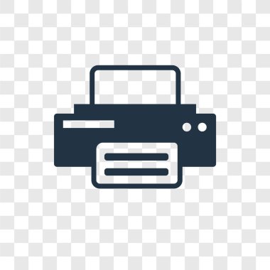 Yazıcı simgesi modaya uygun bir tasarım tarzı. Yazıcı simgesi üzerinde şeffaf arka plan izole. Yazıcı vektör simgesi basit ve modern düz simgesi web sitesi, mobil, logo, app, UI. Yazıcı simgesi vektör çizim, Eps10.
