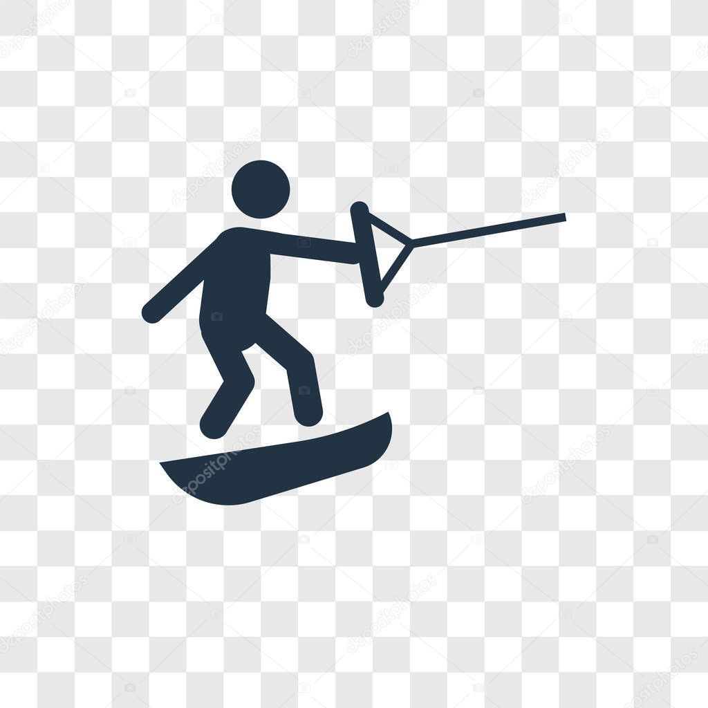 wakeboarding icon in trendy design style. wakeboarding icon isolated on transparent background. wakeboarding vector icon simple and modern flat symbol for web site, mobile, logo, app, UI. wakeboarding icon vector illustration, EPS10.