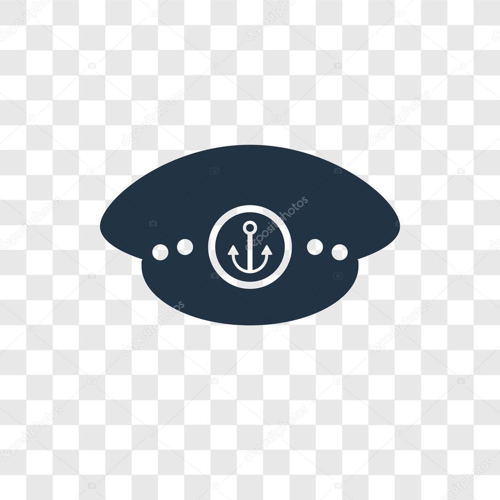 Sailor hat icon in trendy design style. sailor hat icon isolated on transparent background. sailor hat vector icon simple and modern flat symbol for web site, mobile, logo, app, UI. sailor hat icon vector illustration, EPS10.