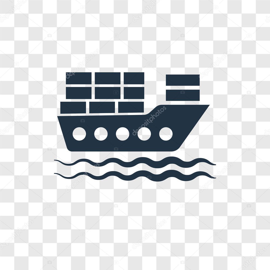 cargo boat icon in trendy design style. cargo boat icon isolated on transparent background. cargo boat vector icon simple and modern flat symbol for web site, mobile, logo, app, UI. cargo boat icon vector illustration, EPS10.