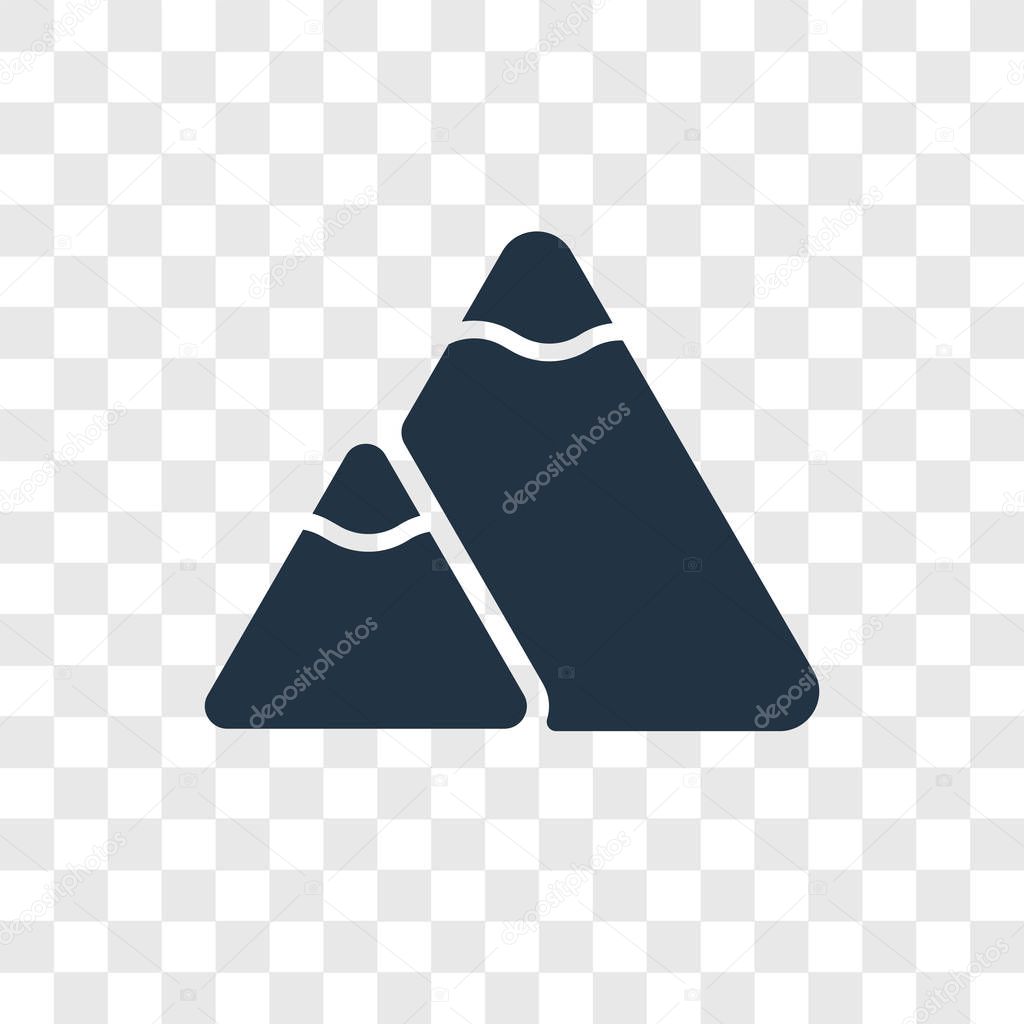 Mountain icon in trendy design style. mountain icon isolated on transparent background. mountain vector icon simple and modern flat symbol for web site, mobile, logo, app, UI. mountain icon vector illustration, EPS10.