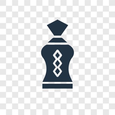 Saydam arka plan üzerinde şık parfüm şişe şeffaflık logo kavramı izole şık parfüm şişe vektör simgesi