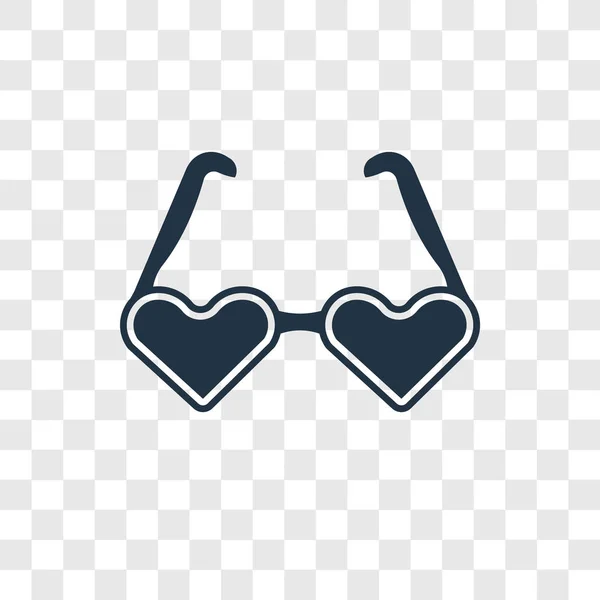 ハート形の透明な背景 ハート形をした眼鏡透明ロゴのコンセプトに分離された眼鏡ベクトル アイコン — ストックベクタ