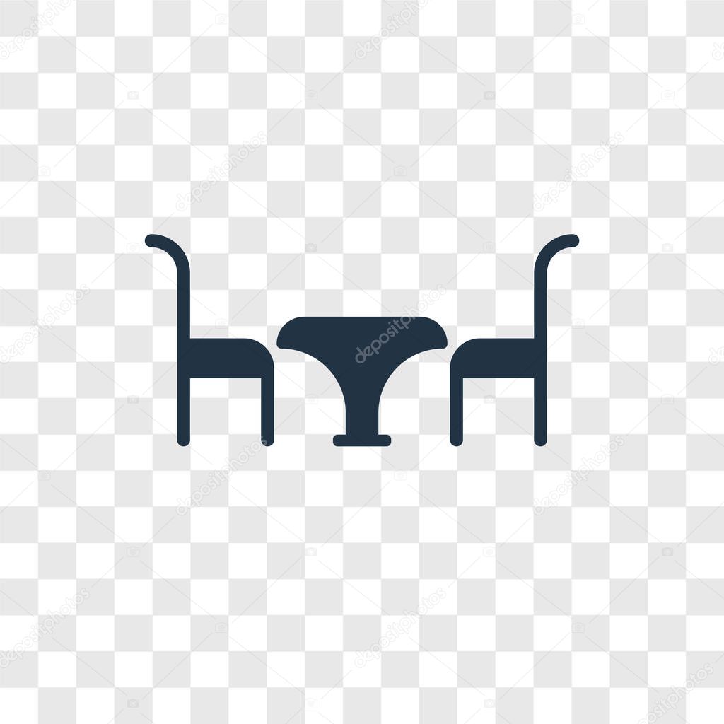 Table with chair icon in trendy design style. table with chair icon isolated on transparent background. table with chair vector icon simple and modern flat symbol for web site, mobile, logo, app, UI. table with chair icon vector illustration, EPS10.