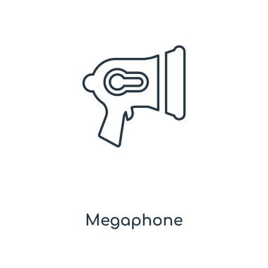 modaya uygun bir tasarım tarzı megafon simgesi. Beyaz arka plan üzerinde izole megafon simgesi. Megafon vektör simgesi basit ve modern düz simgesi web sitesi, mobil, logo, app, UI. megafon simge vektör çizim, Eps10.