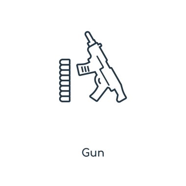 modaya uygun bir tasarım tarzı silah simgesi. Beyaz arka plan üzerinde izole silah simgesi. silah vektör simgesi basit ve modern düz simgesi web sitesi, mobil, logo, app, UI. silah simge vektör çizim, Eps10.