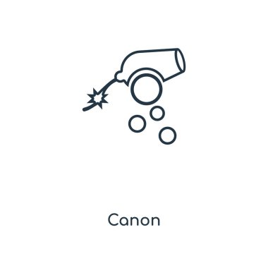 Canon simgesi modaya uygun bir tasarım tarzı. Beyaz arka plan üzerinde izole canon simgesi. Canon vektör simgesi basit ve modern düz simgesi web sitesi, mobil, logo, app, UI. Canon simge vektör çizim, Eps10.