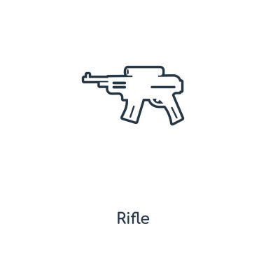 modaya uygun bir tasarım tarzı tüfek simgesi. Beyaz arka plan üzerinde izole tüfek simgesi. tüfek vektör simgesi basit ve modern düz simgesi web sitesi, mobil, logo, app, UI. tüfek simge vektör çizim, Eps10.