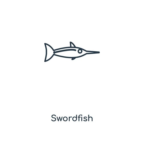 Значок Рыбы Меча Модном Стиле Дизайна Rewordfish Icon Isolated White — стоковый вектор