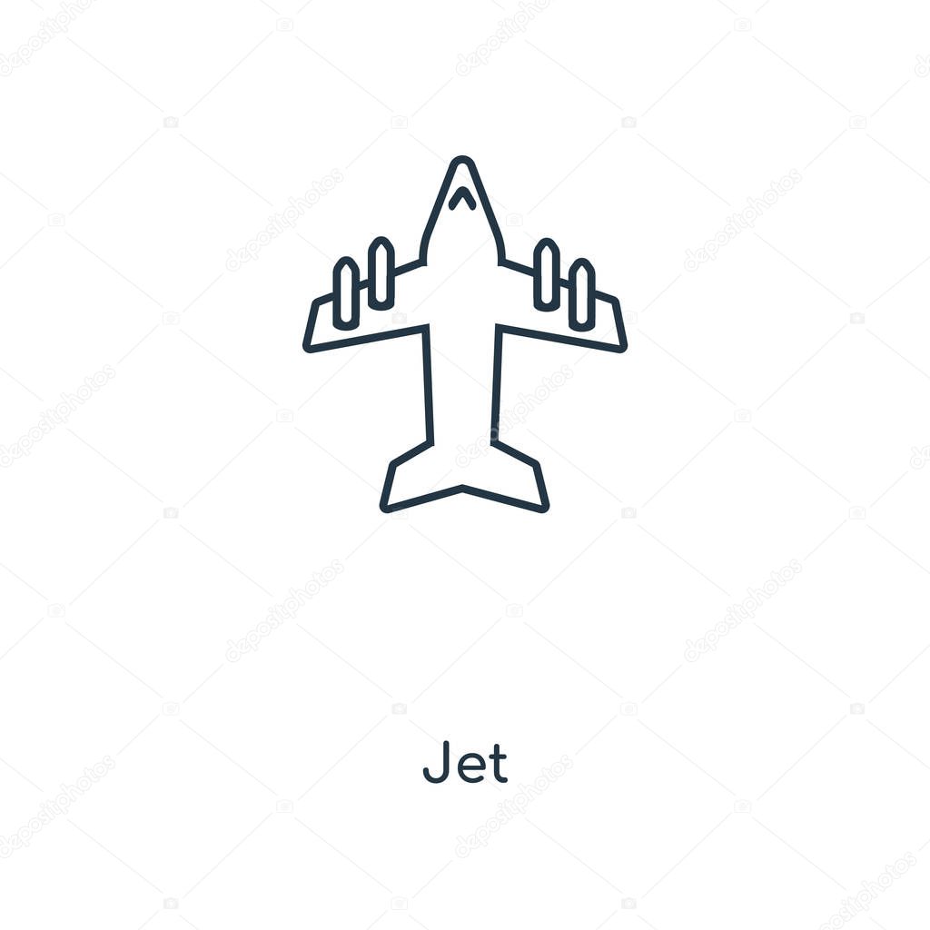 jet icon in trendy design style. jet icon isolated on white background. jet vector icon simple and modern flat symbol for web site, mobile, logo, app, UI. jet icon vector illustration, EPS10.