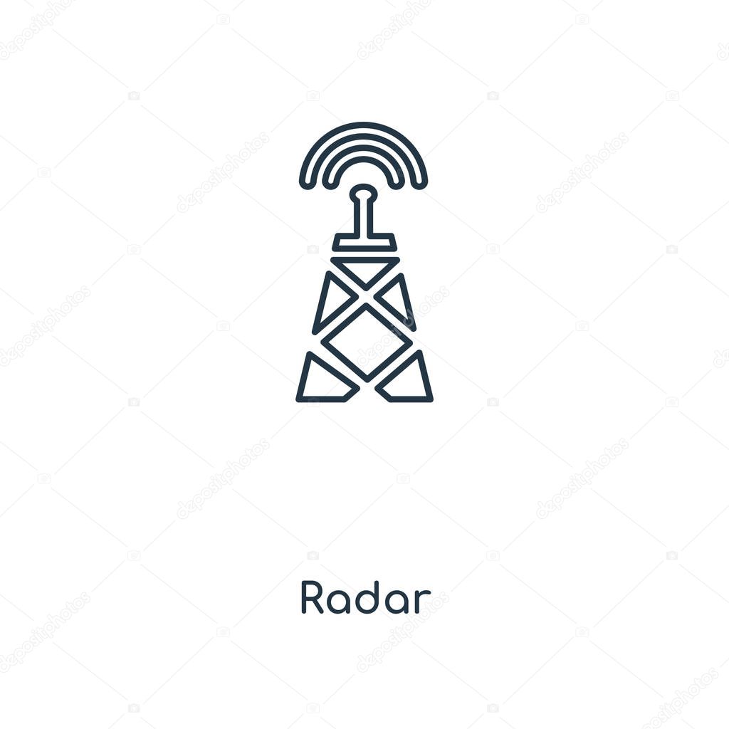 radar icon in trendy design style. radar icon isolated on white background. radar vector icon simple and modern flat symbol for web site, mobile, logo, app, UI. radar icon vector illustration, EPS10.
