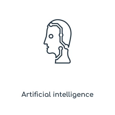 Yapay zeka kavramı satırı simgesi. Doğrusal yapay zeka kavramı anahat simgesi tasarım. Bu basit öğe resimde web ve mobil UI/Ux için kullanılabilir.