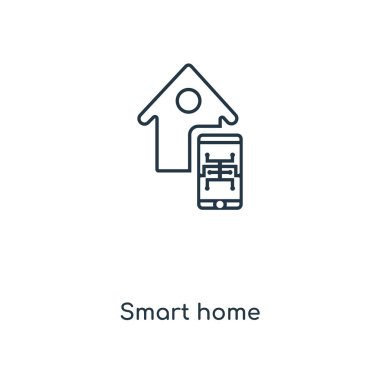 Akıllı ev simgesini modaya uygun bir tasarım tarzı. Akıllı ev simgesini beyaz arka plan üzerinde izole. Akıllı ev vektör simgesi basit ve modern düz simgesi web sitesi, mobil, logo, app, UI. Akıllı ev simgesini vektör çizim, Eps10.
