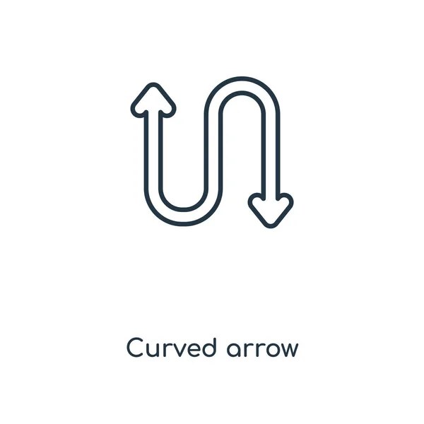 Zakrzywiona Strzałka Ikona Modny Styl Zakrzywiona Strzałka Ikona Białym Tle — Wektor stockowy