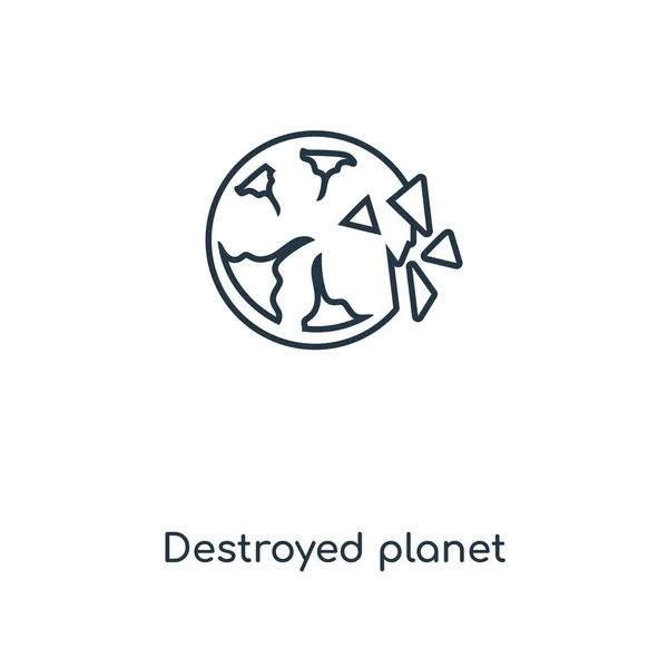 被摧毁的行星图标在时尚的设计风格 被摧毁的行星图标隔离在白色背景 破坏行星矢量图标简单和现代平面符号为网站 应用程序 被毁坏的行星图标向量例证 Eps10 — 图库矢量图片