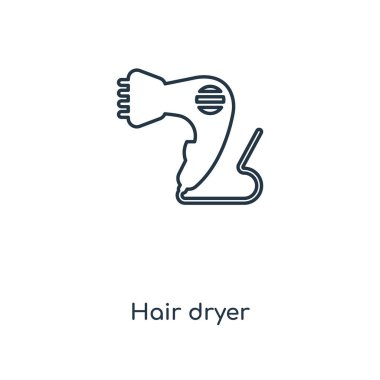 saç kurutma makinesi simgesini modaya uygun bir tasarım tarzı. saç kurutma makinesi simgesi beyaz arka plan üzerinde izole. saç kurutma makinesi vektör simgesi basit ve modern düz simgesi web sitesi, mobil, logo, app, UI. saç kurutma makinesi simge vektör çizim, Eps10.