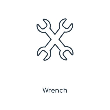 modaya uygun bir tasarım tarzı Wrench kutsal kişilerin resmi. Beyaz arka plan üzerinde izole wrench kutsal kişilerin resmi. İngiliz anahtarı vektör simgesi basit ve modern düz simgesi web sitesi, mobil, logo, app, UI. simge vektör çizim, Eps10 anahtarı.