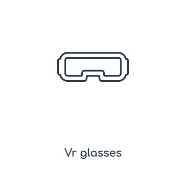modaya uygun bir tasarım tarzı VR gözlük simgesi. vr gözlük simgesi beyaz arka plan üzerinde izole. VR gözlük vektör simgesi basit ve modern düz simgesi web sitesi, mobil, logo, app, UI. VR gözlük simge vektör çizim, Eps10.