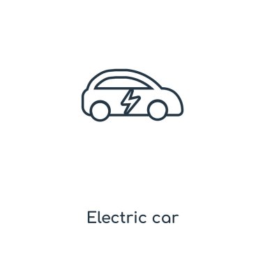 modaya uygun bir tasarım tarzı elektrikli otomobil simgesi. elektrikli otomobil simgesi beyaz arka plan üzerinde izole. elektrikli otomobil vektör simgesi basit ve modern düz simgesi web sitesi, mobil, logo, app, UI. elektrikli otomobil simge vektör çizim, Eps10.
