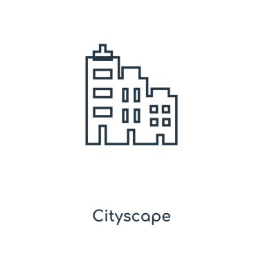 modaya uygun bir tasarım tarzı Cityscape simgesi. Beyaz arka plan üzerinde izole cityscape simgesi. Cityscape vektör simgesi basit ve modern düz simgesi web sitesi, mobil, logo, app, UI. Cityscape simge vektör çizim, Eps10.