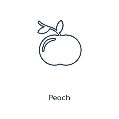 Şeftali simgesi modaya uygun bir tasarım tarzı. Şeftali simgesi beyaz arka plan üzerinde izole. Şeftali vektör simgesi basit ve modern düz simgesi web sitesi, mobil, logo, app, UI. Şeftali simge vektör çizim, Eps10.