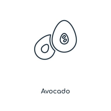 Avokado simgesi modaya uygun bir tasarım tarzı. Avokado simgesi beyaz arka plan üzerinde izole. Avokado vektör simgesi basit ve modern düz simgesi web sitesi, mobil, logo, app, UI. Avokado simge vektör çizim, Eps10.