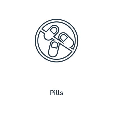 modaya uygun bir tasarım tarzı hapları simgesi. Beyaz arka plan üzerinde izole hapları simgesi. hapları simgesi basit vektör ve modern düz UI uygulaması, web sitesi, mobil, logo, sembol. hapları simge vektör çizim, Eps10.