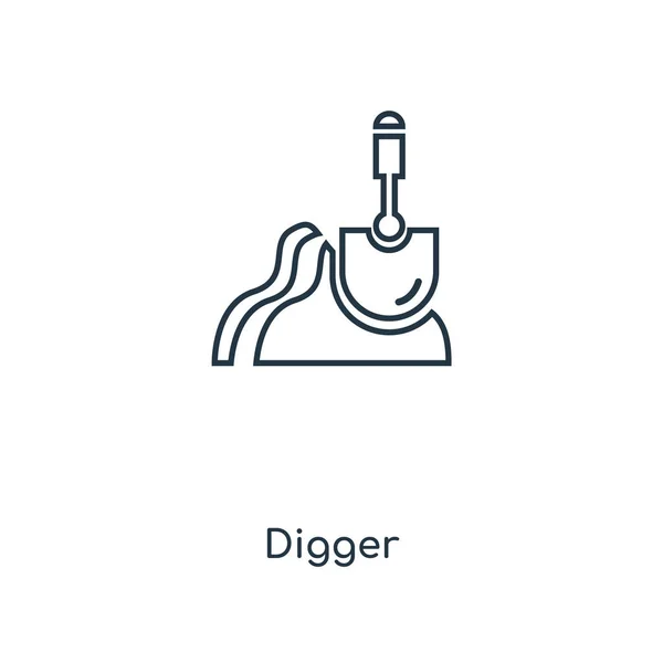 Digger Ikona Modny Styl Digger Ikona Białym Tle Digger Ikona — Wektor stockowy