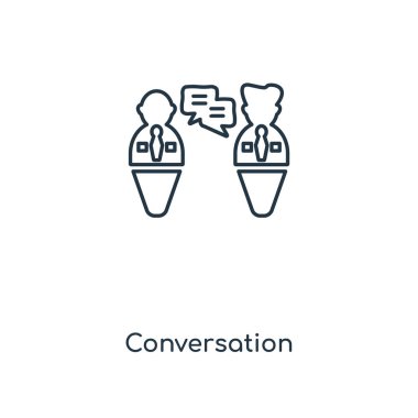 modaya uygun bir tasarım tarzı görüşme simgesi. Beyaz arka plan üzerinde izole görüşme simgesi. konuşma vektör simgesi basit ve modern düz simgesi web sitesi, mobil, logo, app, UI. konuşma simge vektör çizim, Eps10.