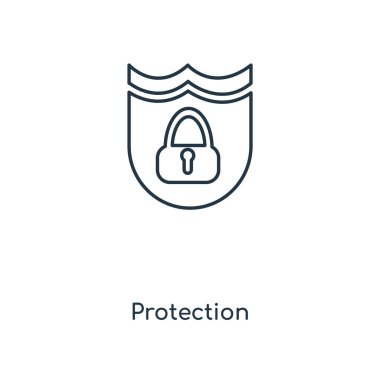 modaya uygun bir tasarım tarzı koruma simgesi. Beyaz arka plan üzerinde izole koruma simgesi. koruma vektör simgesi basit ve modern düz simgesi web sitesi, mobil, logo, app, UI. koruma simge vektör çizim, Eps10.