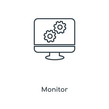 monitör simgesini modaya uygun bir tasarım tarzı. Beyaz arka plan üzerinde izole monitör simgesini. monitör vektör simgesi basit ve modern düz simgesi web sitesi, mobil, logo, app, UI. simge vektör çizim, Eps10 izlemek.
