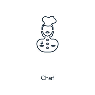 Şef simgesi modaya uygun bir tasarım tarzı. Beyaz arka plan üzerinde izole Şef simgesi. Şef vektör simgesi basit ve modern düz simgesi web sitesi, mobil, logo, app, UI. Şef simge vektör çizim, Eps10.