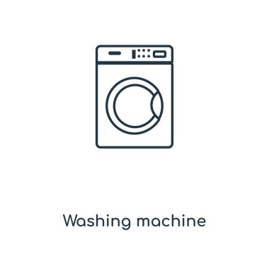 Çamaşır makinesi simgesini modaya uygun bir tasarım tarzı. Çamaşır makinesi simgesi beyaz arka plan üzerinde izole. Çamaşır makinesi vektör simgesi basit ve modern düz simgesi web sitesi, mobil, logo, app, UI. Çamaşır makinesi simge vektör çizim, Eps10.