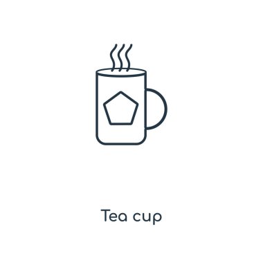 modaya uygun bir tasarım tarzı çay Kupası simgesi. Çay Kupası simgesi beyaz arka plan üzerinde izole. Çay Kupası vektör simgesi basit ve modern düz simgesi web sitesi, mobil, logo, app, UI. Çay Kupası simge vektör çizim, Eps10.