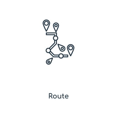 modaya uygun bir tasarım tarzı yol simgesi. Beyaz arka plan üzerinde izole yol simgesi. rota vektör simgesi basit ve modern düz simgesi web sitesi, mobil, logo, app, UI. rota simge vektör çizim, Eps10.