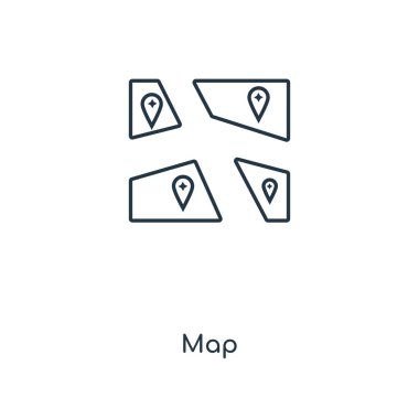 harita simgesi modaya uygun bir tasarım tarzı. harita simgesi beyaz arka plan üzerinde izole. Harita vektör simgesi basit ve modern düz simgesi web sitesi, mobil, logo, app, UI. harita simge vektör çizim, Eps10.