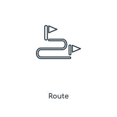 modaya uygun bir tasarım tarzı yol simgesi. Beyaz arka plan üzerinde izole yol simgesi. rota vektör simgesi basit ve modern düz simgesi web sitesi, mobil, logo, app, UI. rota simge vektör çizim, Eps10.