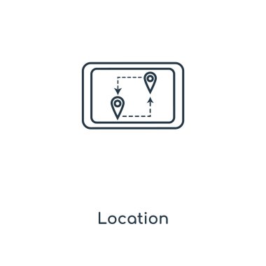 modaya uygun bir tasarım tarzı konumu simgesi. Beyaz arka plan üzerinde izole konum simgesi. konumu vektör simgesi basit ve modern düz simgesi web sitesi, mobil, logo, app, UI. konumu simge vektör çizim, Eps10.