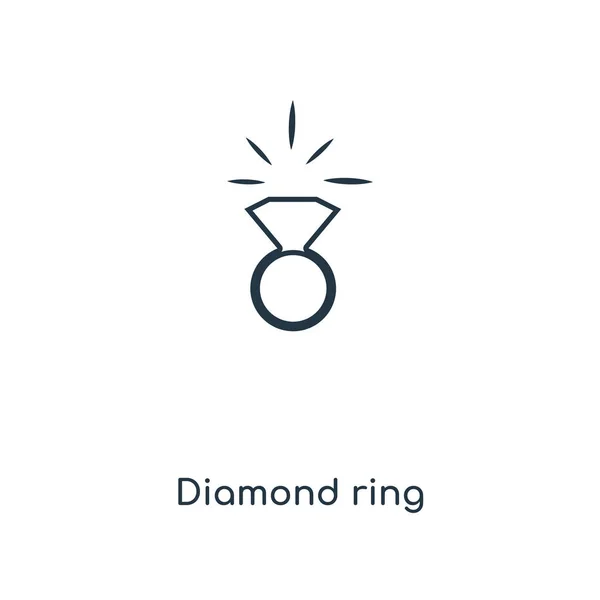 Diamantring Symbol Trendigen Design Stil Diamantring Symbol Isoliert Auf Weißem — Stockvektor