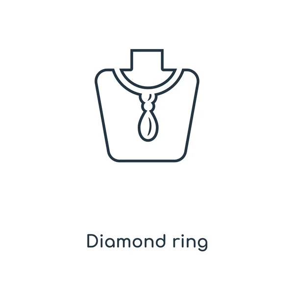 Diamantring Symbol Trendigen Design Stil Diamantring Symbol Isoliert Auf Weißem — Stockvektor