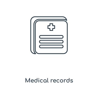 modaya uygun bir tasarım tarzı tıbbi kayıtları simgesi. tıbbi kayıtları simgesi beyaz arka plan üzerinde izole. tıbbi kayıtları simgesi basit vektör ve modern düz UI uygulaması, web sitesi, mobil, logo, sembol. tıbbi kayıtları simge vektör çizim, Eps10.
